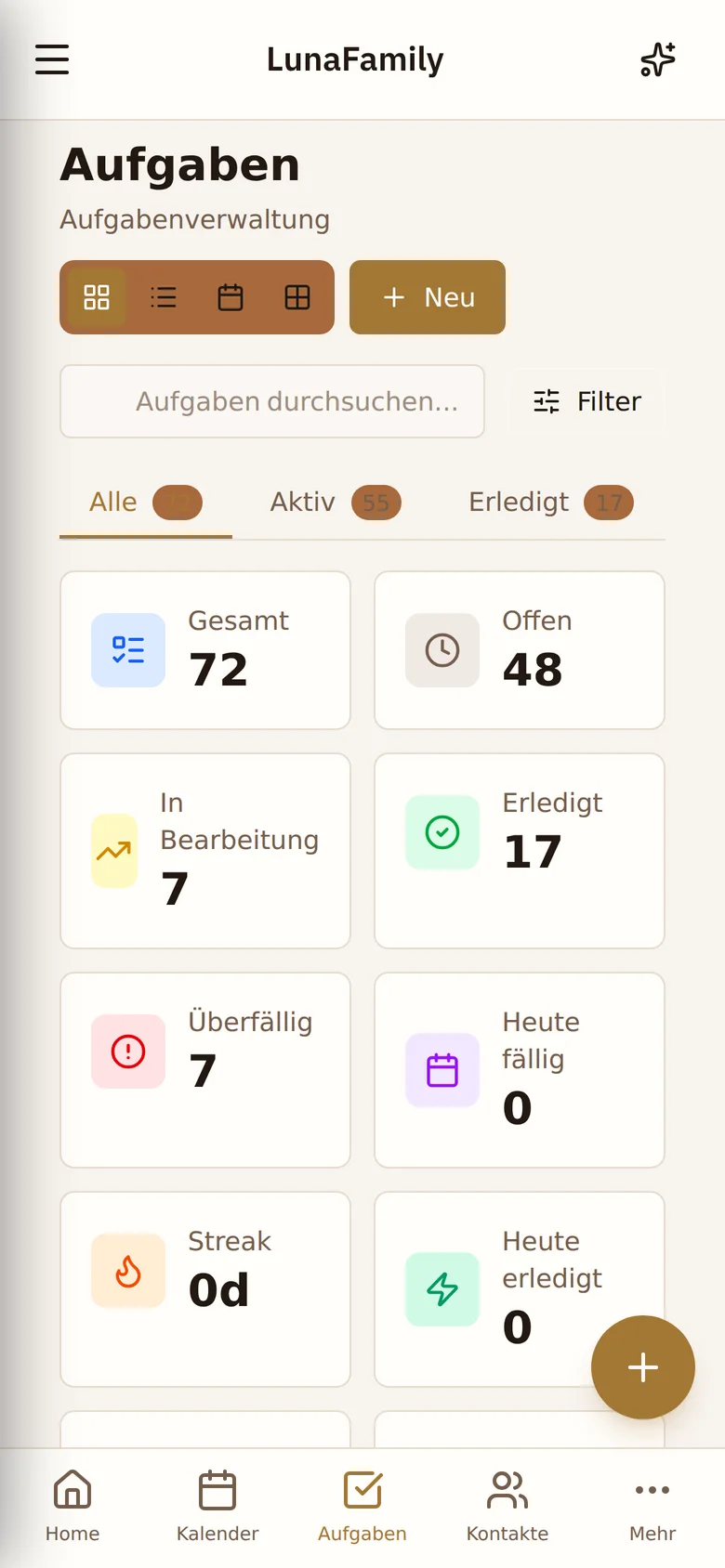 Die Aufgaben auf dem Handy